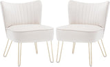 Accent Chairs Set of 2, Velvet Armless Living Room Chairs with Tufted Wingback Thicken