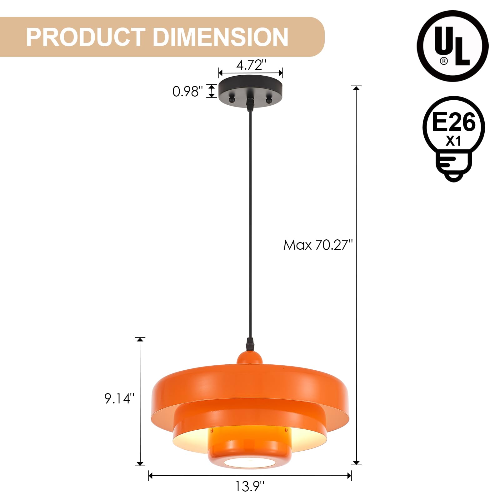 14" Industrial Pendant Light - 3-Layer Modern Chandelier for Kitchen Island