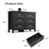 Black Dresser for Bedroom Long Dresser with 6 Drawers