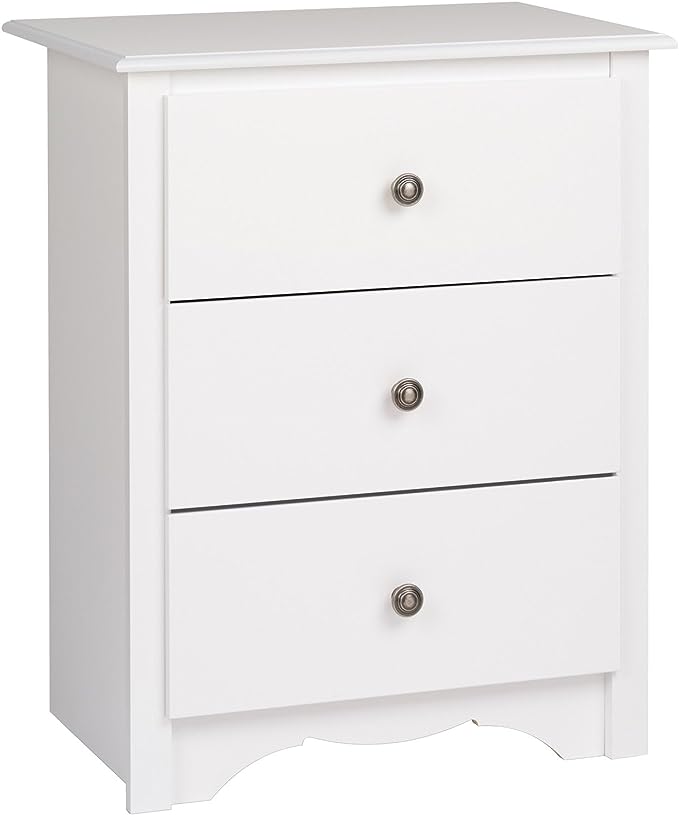 Sonoma Traditional Tall Nightstand Side Table with 3 Drawers,