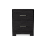 Belachime Contemporary Two Drawer Nightstand, Black