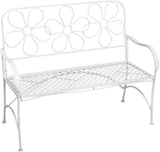45" L Indoor/Outdoor 2-Person Metal Garden Bench with Daisy Backrest, Red