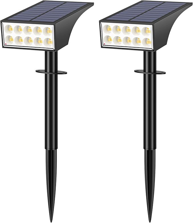 Solar Spot Lights Outdoor Waterproof, [12 Pack/4 Modes] Landscape Lighting Spotlights
