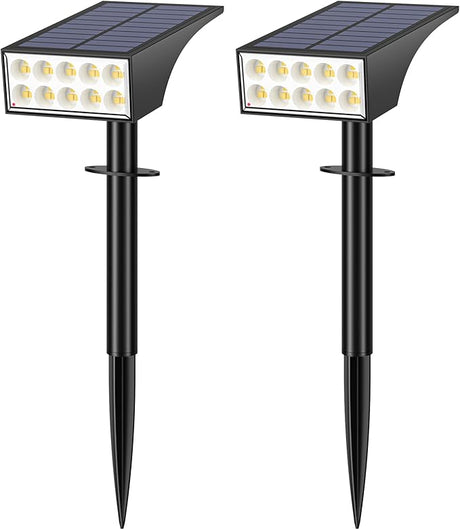 Solar Spot Lights Outdoor Waterproof, [12 Pack/4 Modes] Landscape Lighting Spotlights