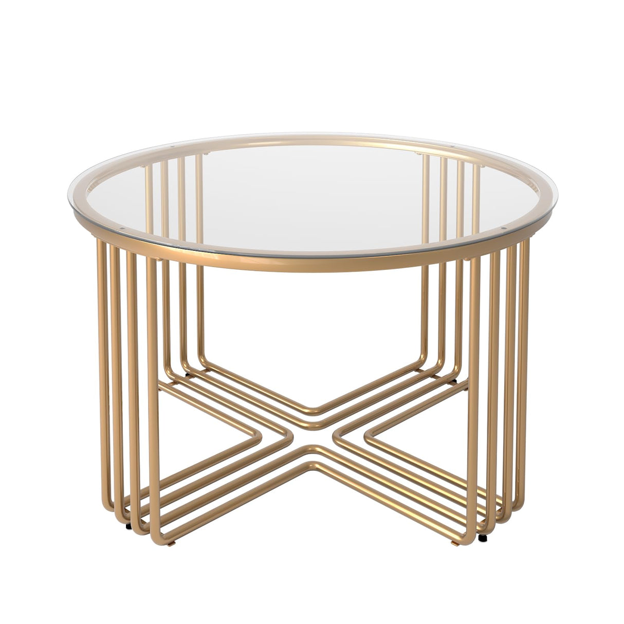 Coffee Tables for Living Room, Round Gold Glass Top Coffee Table,