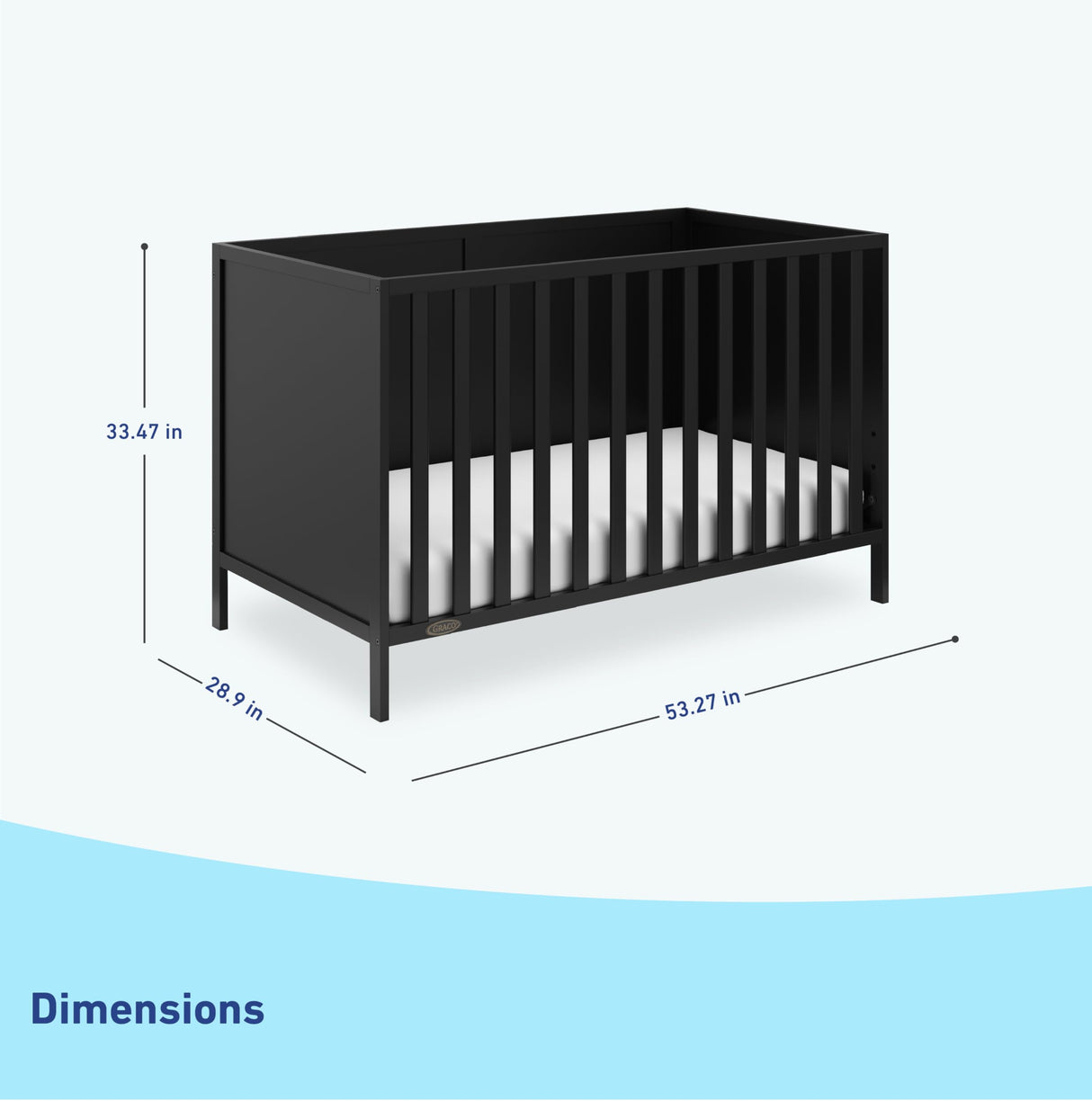 Theo Convertible Crib (Black) – GREENGUARD Gold Certified, Converts from Baby Crib to Toddler Bed and Daybed