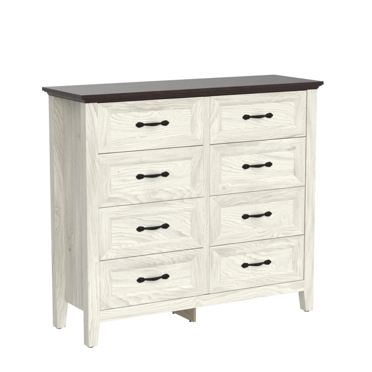 Dresser for Bedroom, 8 Drawer Dresser with Metal Handles, White Chest of Drawers