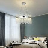 Modern Crystal Chandelier 3-Color Changable LED Chrome Chandelier Round Hanging