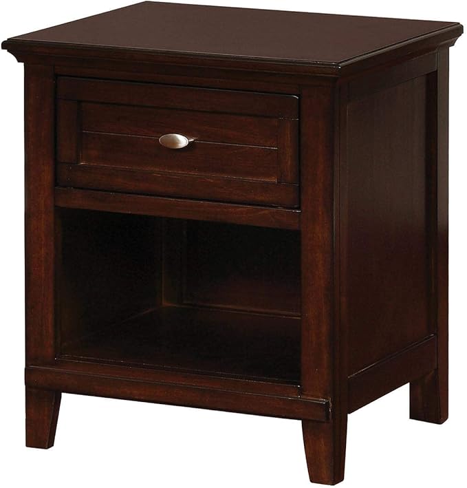 Wooden Nightstand with 1 Drawers & Open Shelf