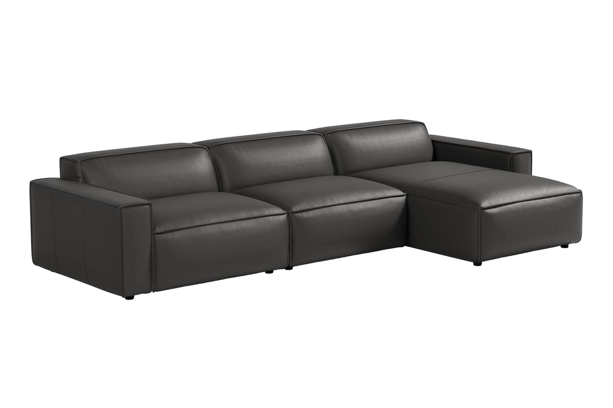 Nathan Napa Leather Couch - 3 Seats with Right Chaise Sectional