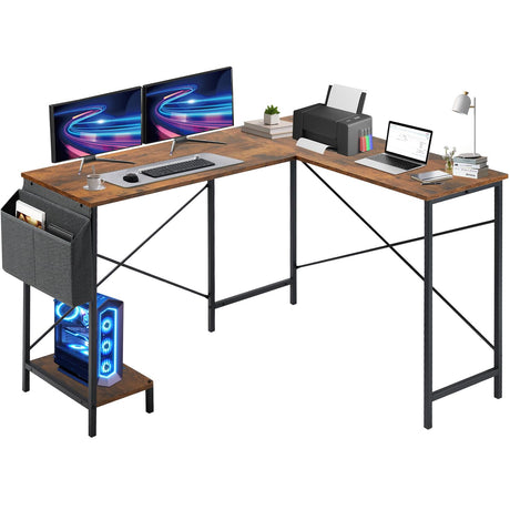 L Shaped Gaming Desk 49" Black Home Office,Bedroom Computer Table for Study Standing