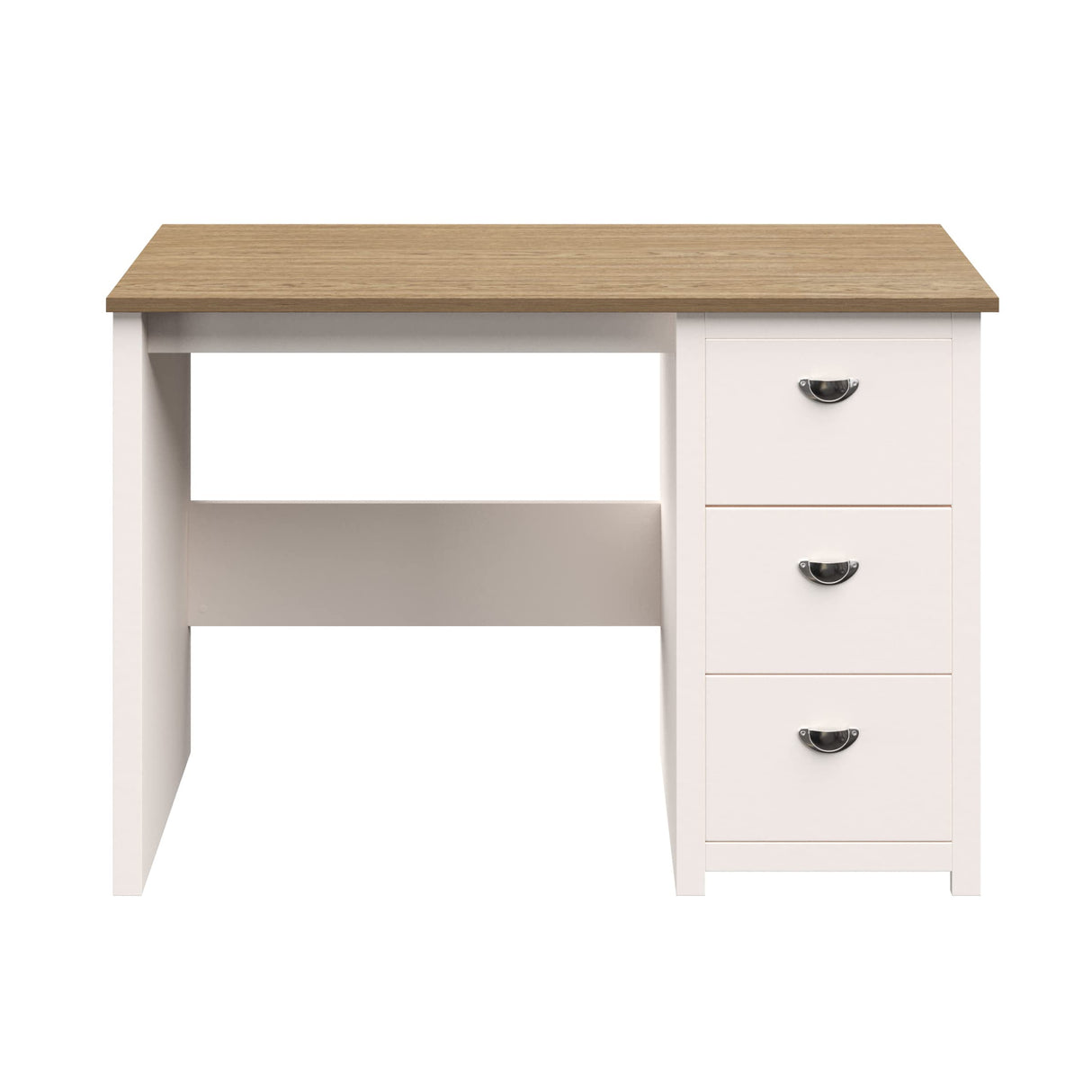 Traditional Desk with Attached 3-Drawer File Cabinet - for Home Office, Bedroom, Computer, or Craft Table by Lavish Home (White)