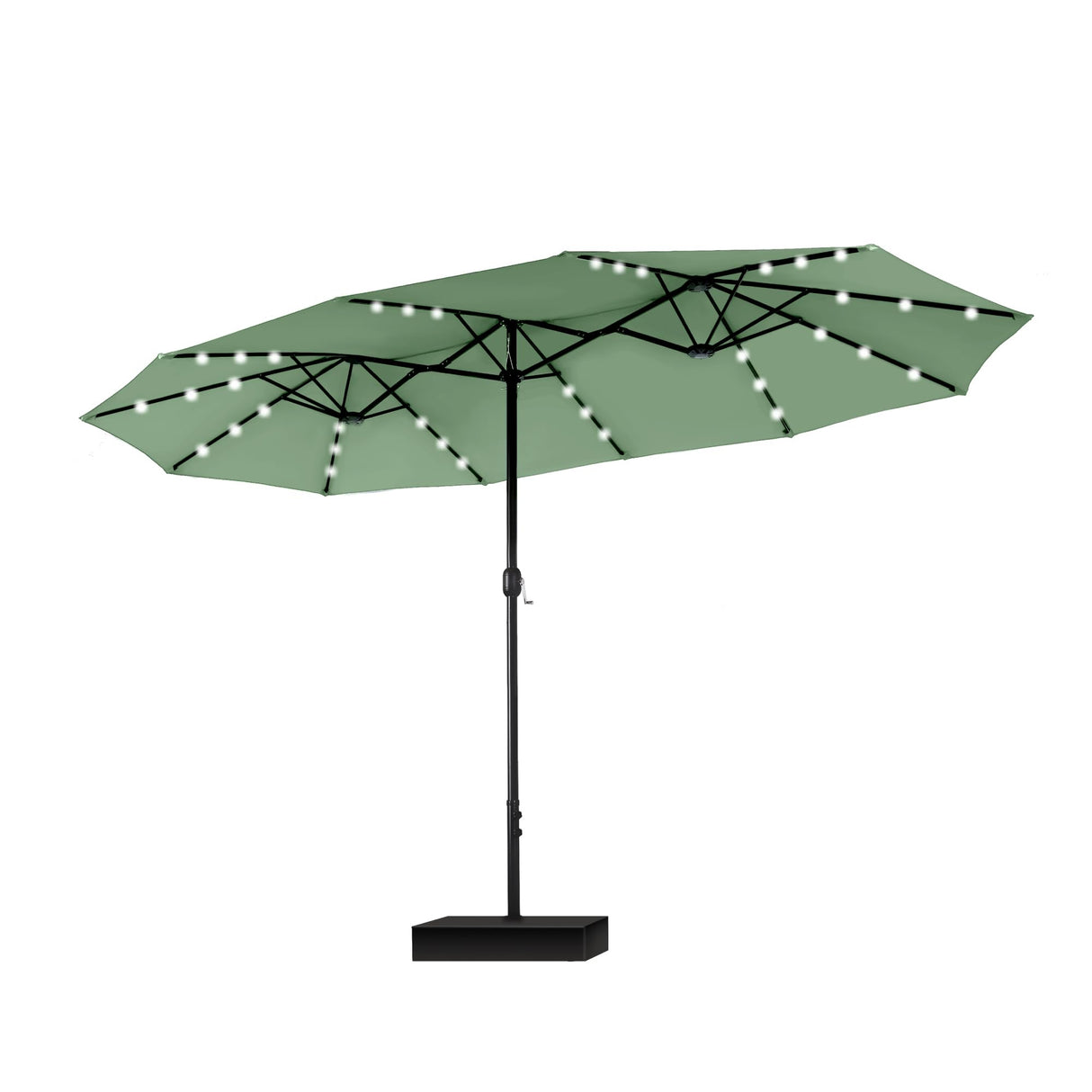 15ft Large Patio Umbrella with Solar Lights, Double-Sided Outdoor Market Rectangle Umbrellas with 36 LED Lights,