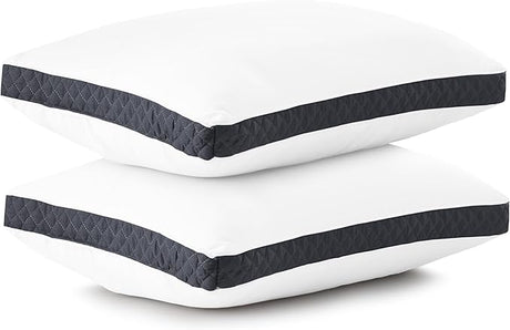 Bed Pillows for Sleeping - Pillows Queen Size Set of 2 - Hotel Quality Gusseted Down Alternative Pillows for Back, Stomach or Side Sleepers (Blue, 26x18)