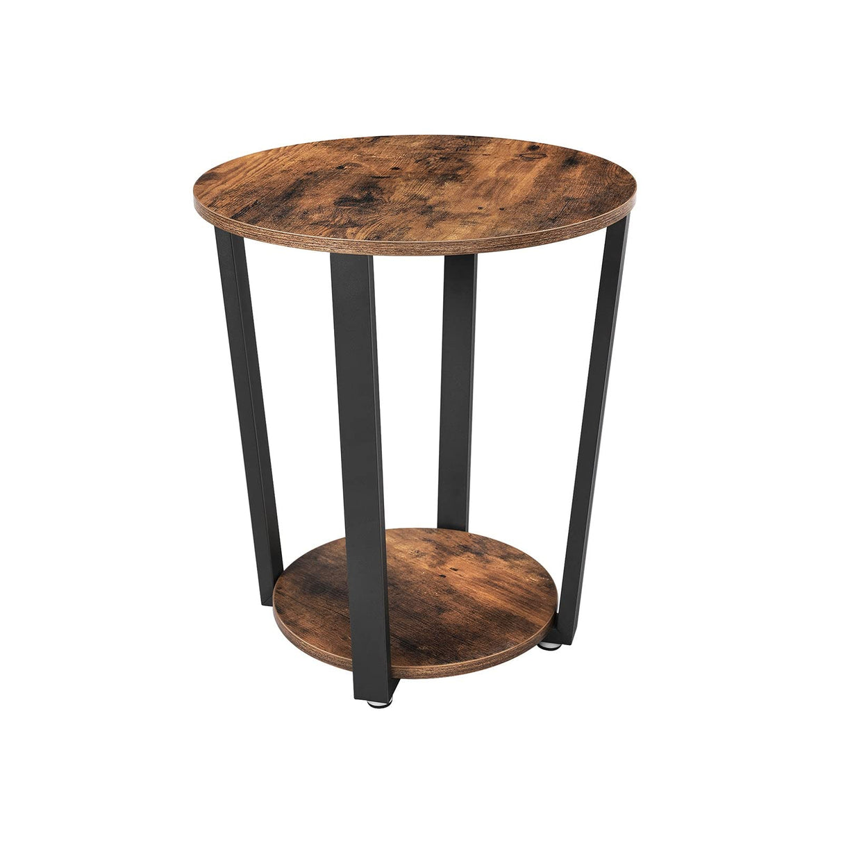 End Table, Round Side Table with Storage Shelf, Easy Assembly