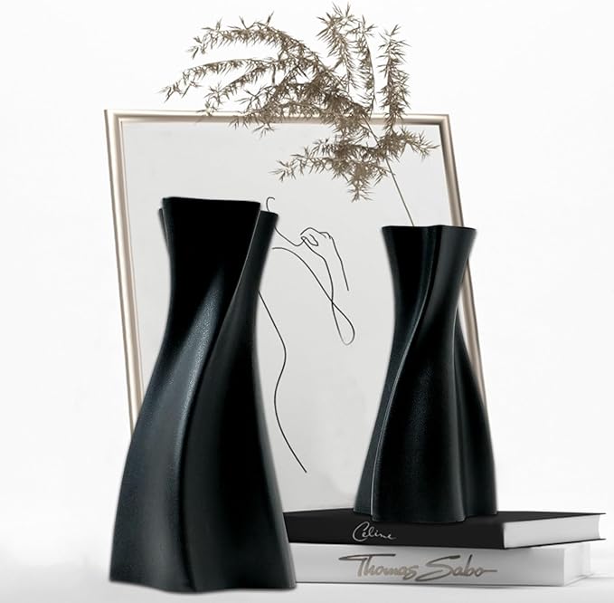 White Ceramic Vase Set of 2