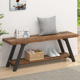 Rustic Entryway Bench, Farmhouse Wood Indoor Shoe Bench with Storage in