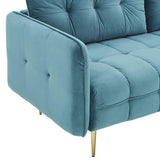 Cameron Tufted Performance Velvet Sofa in Sea Blue