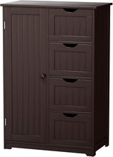 Bathroom Floor, 22” x 12” x 32” Wooden Cupboard w/1 Door & 4 Drawers, Freestanding