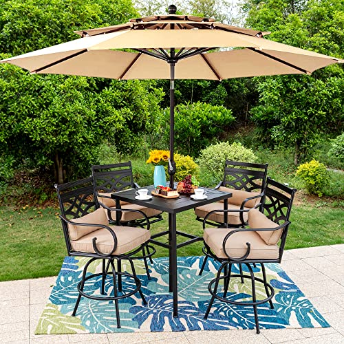 Outdoor Swivel Bar Stools Set of 2，Patio Counter Height Bar Chairs