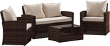 Aransas Series 4 Piece Light Gray Patio Set with Navy Back Pillows and Seat Cushions