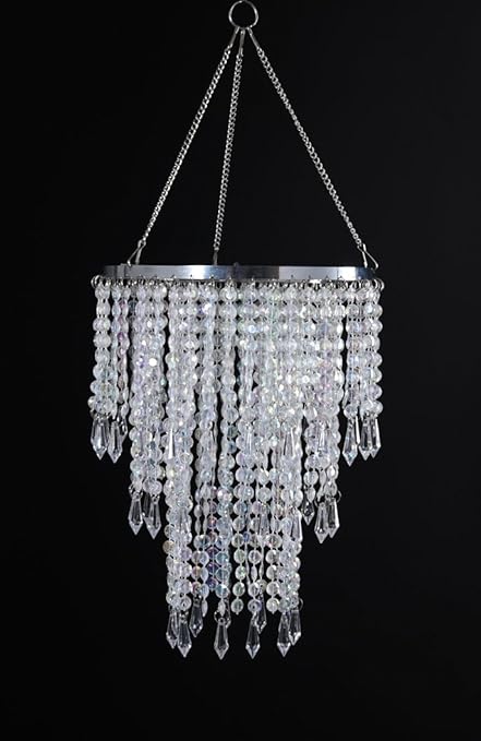 Modern Chrome Beaded Hanging Chandelier (W10.25 x H20”)