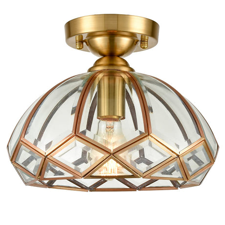 Gold Semi Flush Mount Ceiling Light Modern Brass Glass Ceiling Light Fixtures