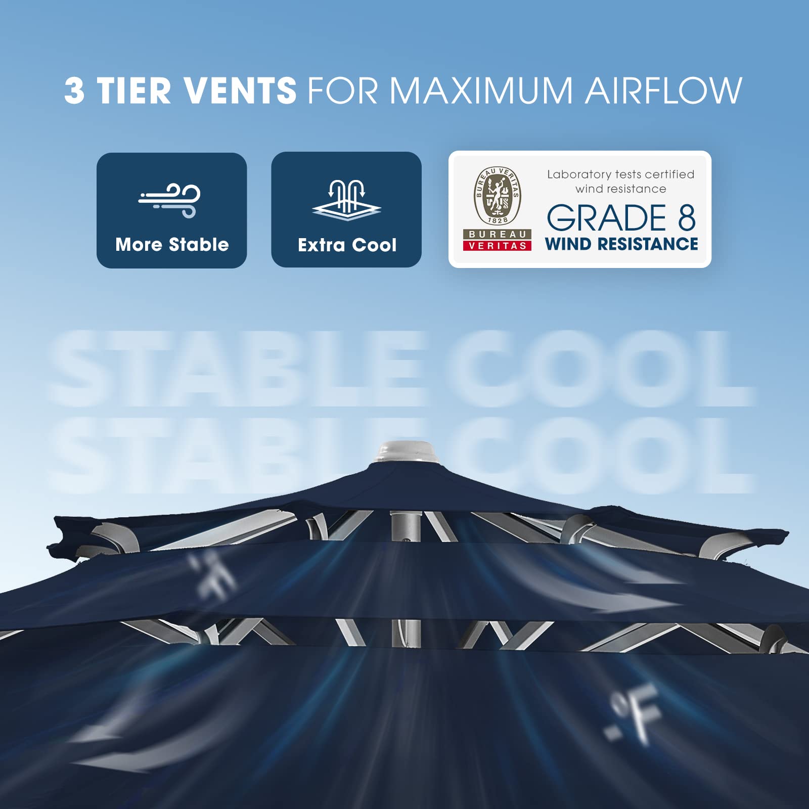 9 Ft 3 Tiers Aluminum Outdoor Patio Umbrella