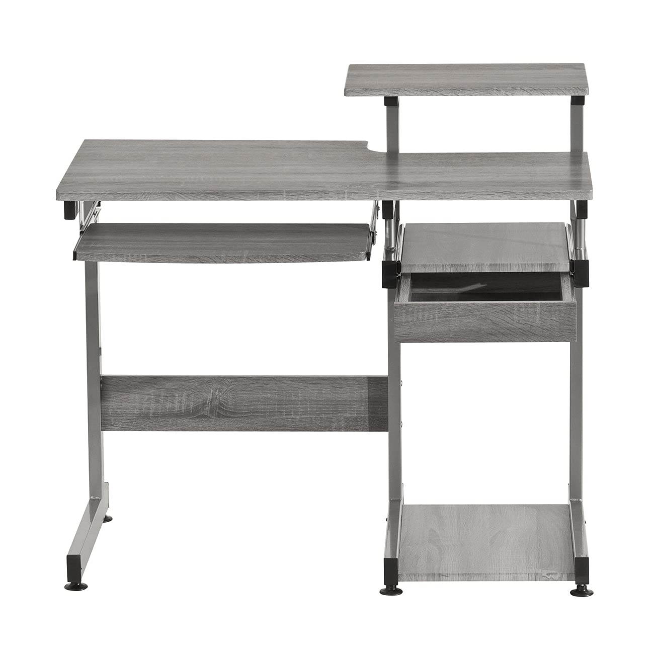 Complete Computer Workstation Desk, Gray, 37.75" W x 22" D x 35" H,Grey
