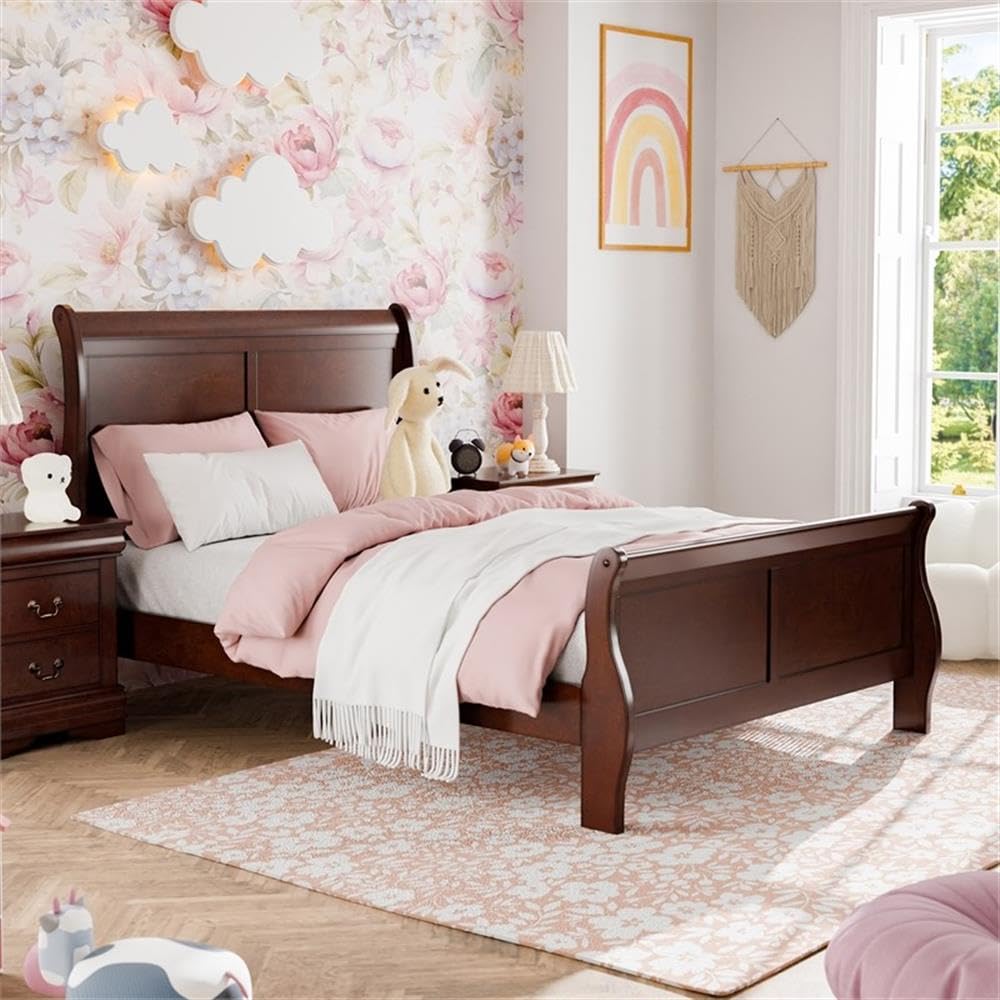Transitional Solid Wood Full Bed in Cherry