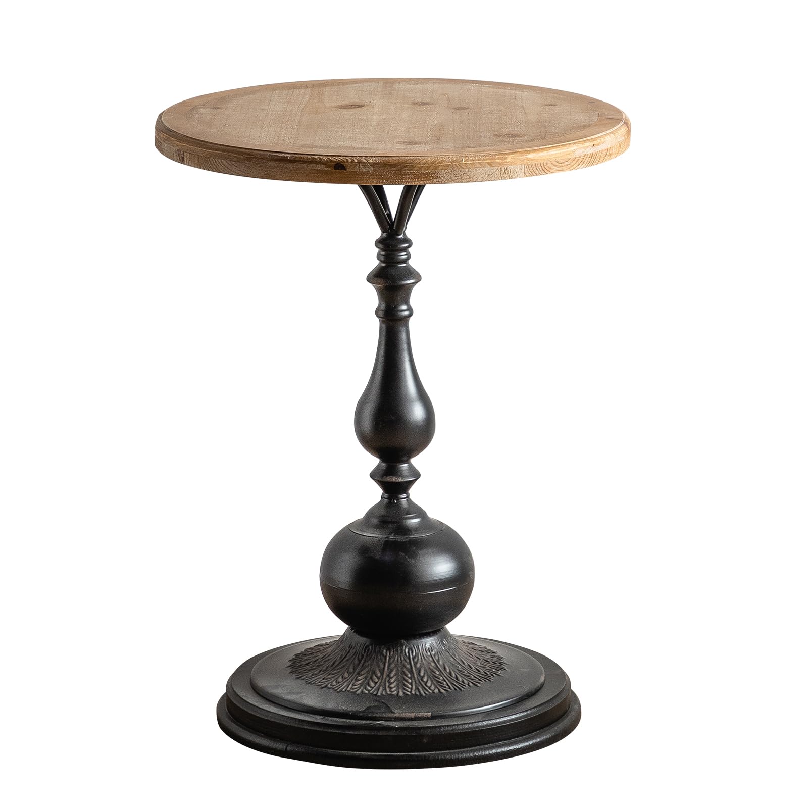 Vintage Round End Table Living Room, Rusitc Side Table, Farmhouse Pedestal Table