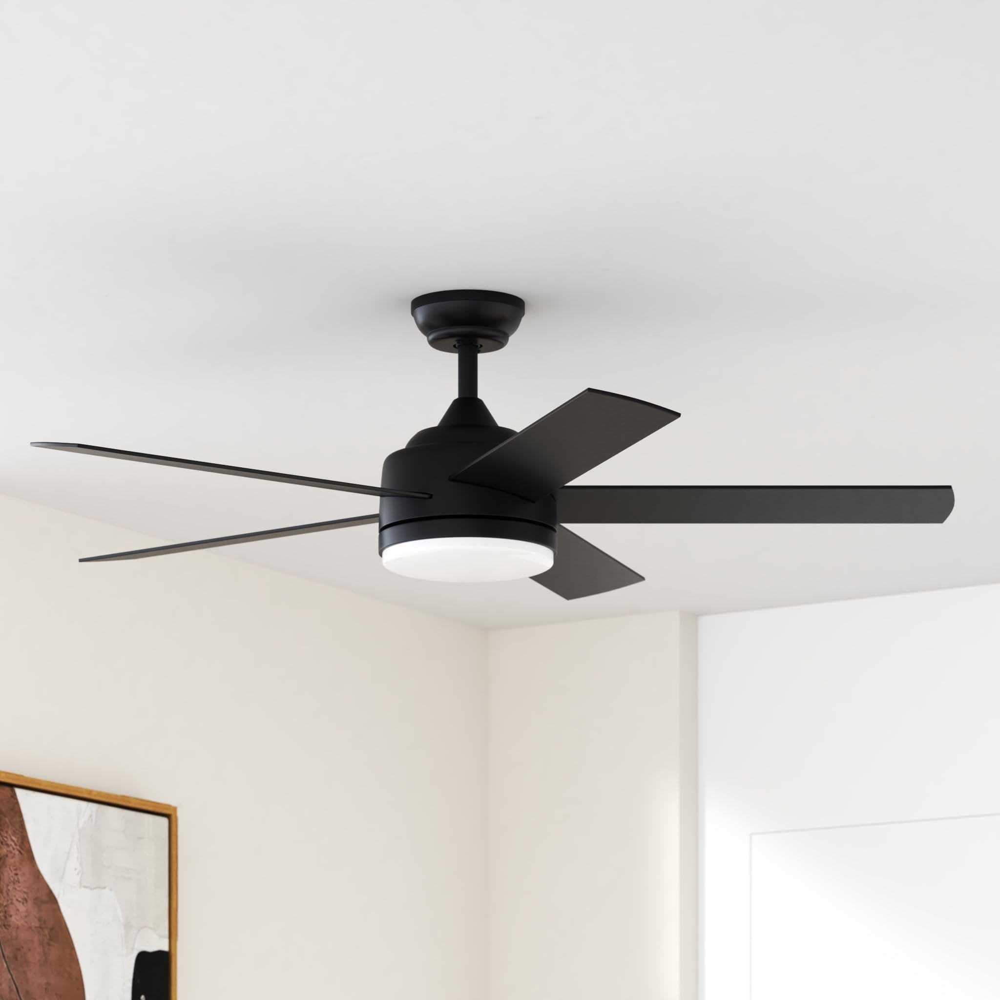 52 inch Black Ceiling Fan with Lights and Remote Control