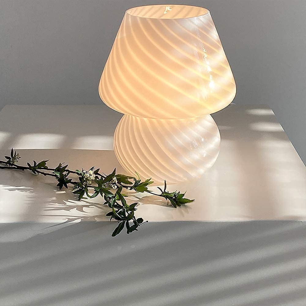 Translucent Table Mushroom Lamp Italian Style Modern Striped Glass