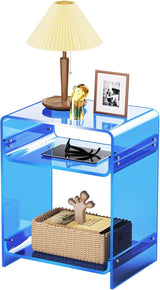 Storage Shelf Clear Side Table Nightstand