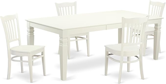 LGGR9-LWH-W 9 Piece Kitchen Table Set Includes a Rectangle Dining Table with Butterfly