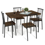 5 Pieces Dining Table & Chairs Set for 4, Space-Saving Rectangle Table w/Four Chairs for Kitchen,