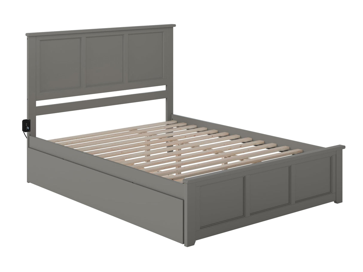 Madison Queen Platform Bed with Matching Footboard and Turbo Charger with Twin Extra