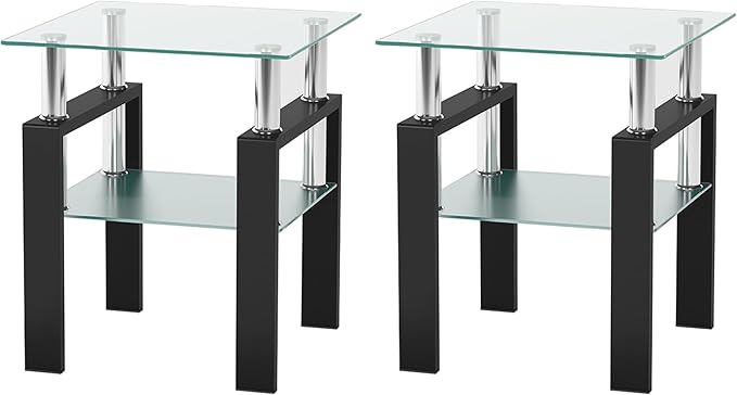 Modern Tempered Glass Coffee Table Set - 1/2/3 Piece Living Room Table Set - Sleek Design