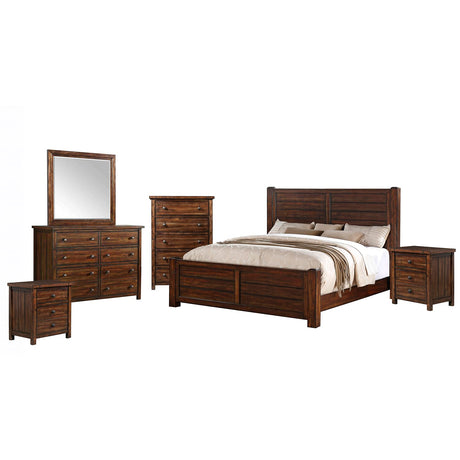 Danner 6 Piece King Bedroom Set in Chestnut