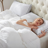 Lightweight Down Feather Fibers Comforter Full/Queen Size, Fluffy Duvet Insert for Warm