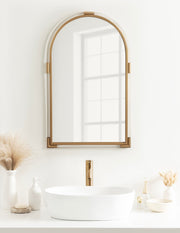Arceo Modern Glam Acrylic Arch Mirror, 22 x 34, Gold, Arched Mirror Decor with Metal