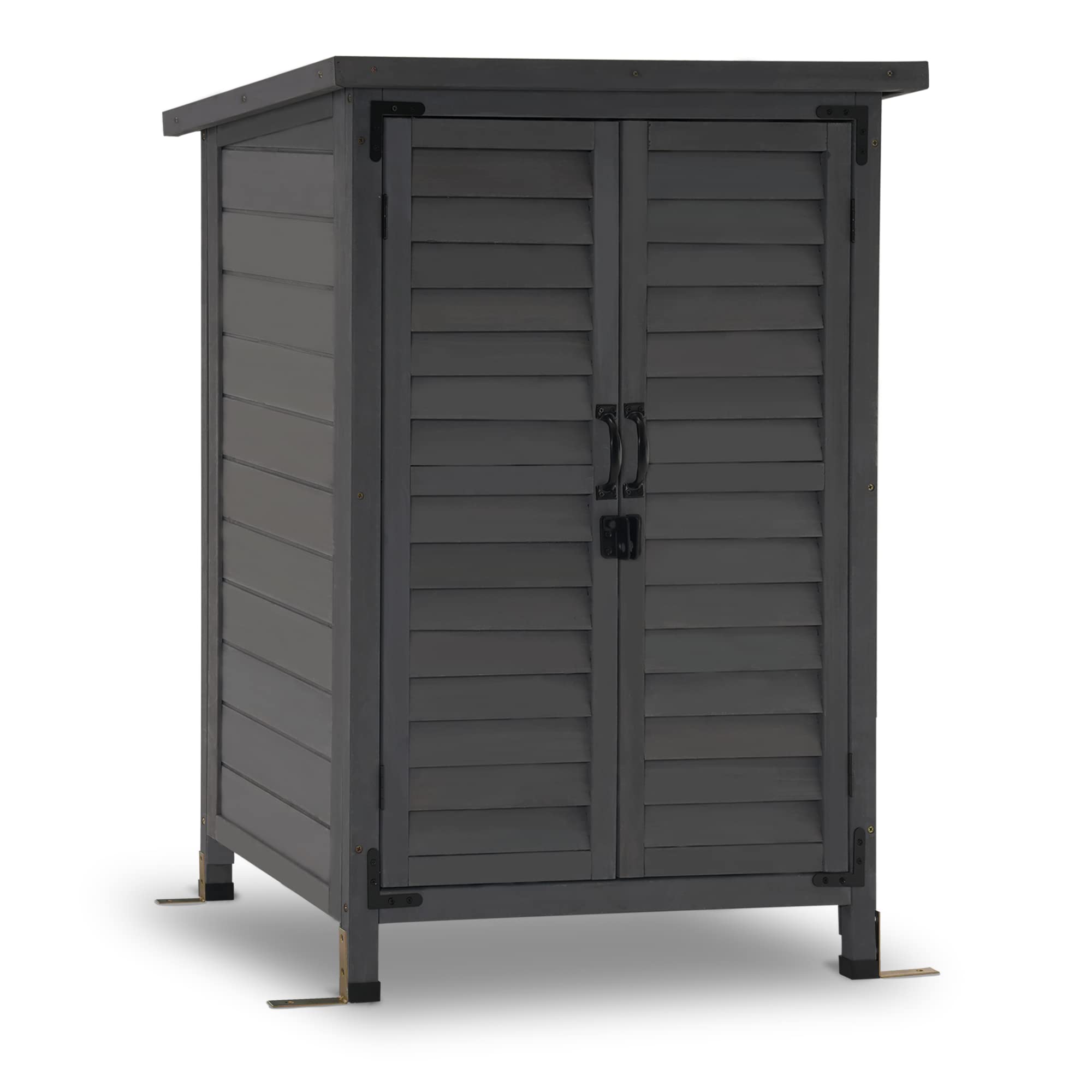 Outdoor Storage Cabinet, Small Storage Shed with Removable Shelf, Wood Garden Shed