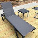 Lounge Chairs, Aluminum Patio Chaise Lounge with Side Table