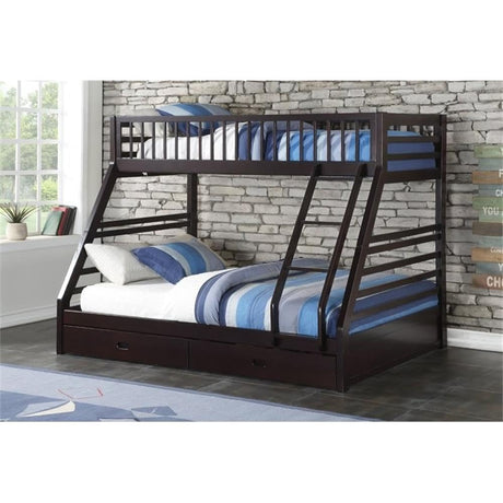 Twin/Queen Bunk Bed with Drawers, Espresso (AC-37425)