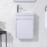 16 Inch Small Bathroom Vanity Combo with Sink, Wall Mounted Bathroom Sink Cabinet