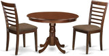 HLML5-MAH-LC 5 Piece Dining Table Set for 4 Includes a Round Kitchen Table with Pedestal and 4 Faux Leather Dining Room Chairs,