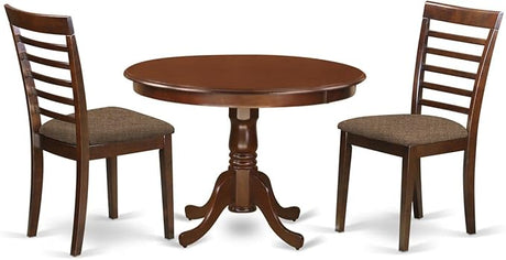 HLML5-MAH-LC 5 Piece Dining Table Set for 4 Includes a Round Kitchen Table with Pedestal and 4 Faux Leather Dining Room Chairs,