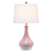 Ceramic Genie Tear Drop Shaped Glossy Table Lamp, Rose Pink