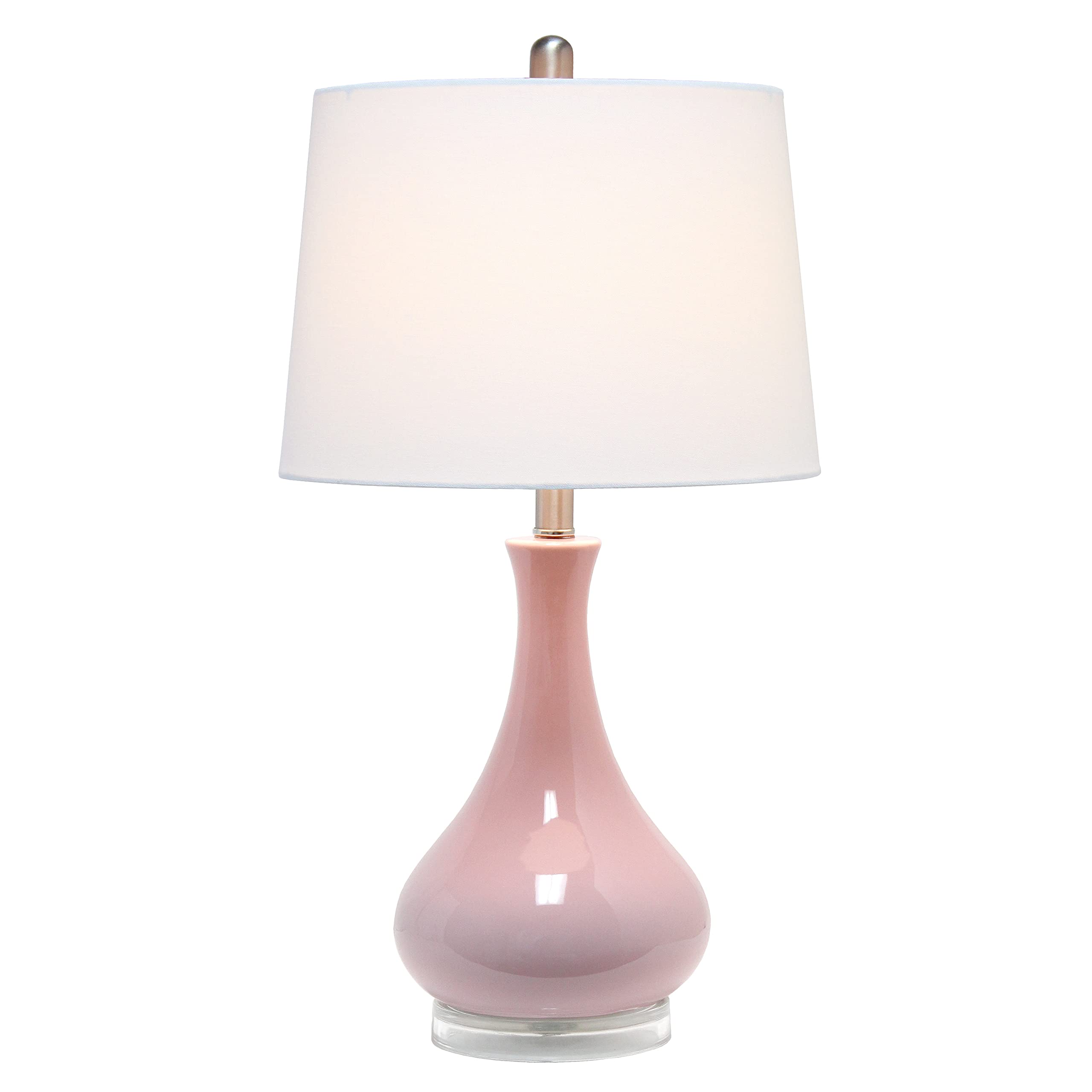 Ceramic Genie Tear Drop Shaped Glossy Table Lamp, Rose Pink