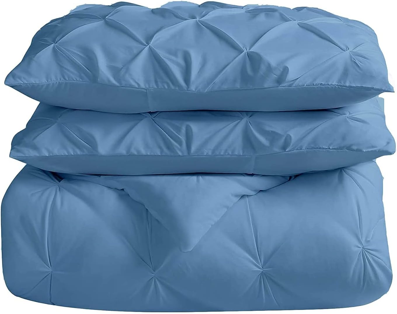 All-Season Full Size Light Blue Pinch Pleated Comforter with 4 Corner Tabs 100%